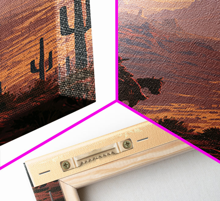 Dusty Horseback Rider at Sunset Canvas Print, Desert Art, Landscape Art, Southwestern Decor, Fine Art, Desert, Art Print, DES-2x3-79
