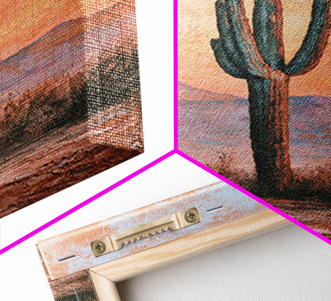 Saguaro Cactus under Orange Sunset Sky Canvas Print, Desert Art, Living Room Art, Southwestern Decor, Fine Art, Desert, DES-2x3-81