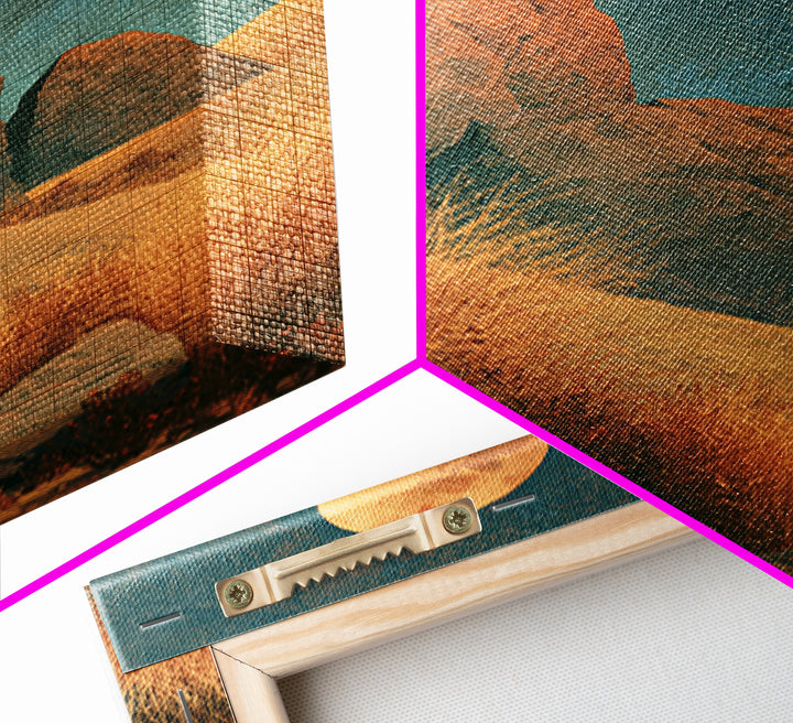 Desert Moon over Rolling Sand Framed Canvas Print, Desert Art, Modern Wall Art, Southwestern Decor, Oil Painting, Desert, DES-2x3-90