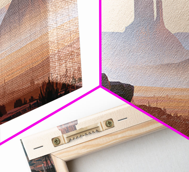 Monument Valley Silhouette Framed Canvas Print, Desert Art, Botanical Art, Southwestern Decor, Watercolor Art, Desert, DES-3x1-1
