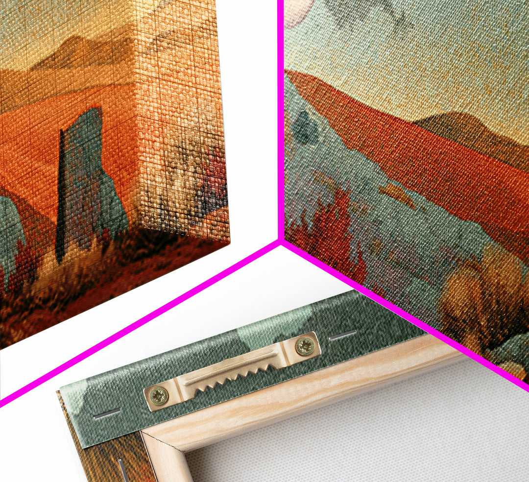 Desert Moon over Rolling Sand Framed Canvas Print, Desert Art, Living Room Decor, Southwestern Decor, Fine Art, Desert, DES-3x1-2