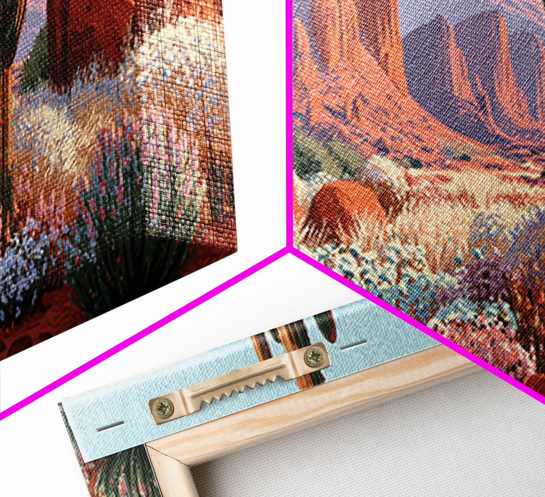Desert Wildflowers After Spring Rain Canvas Print, Desert Art, Digital Download Art, Southwestern Decor, Oil Painting, Desert, DES-3x1-20