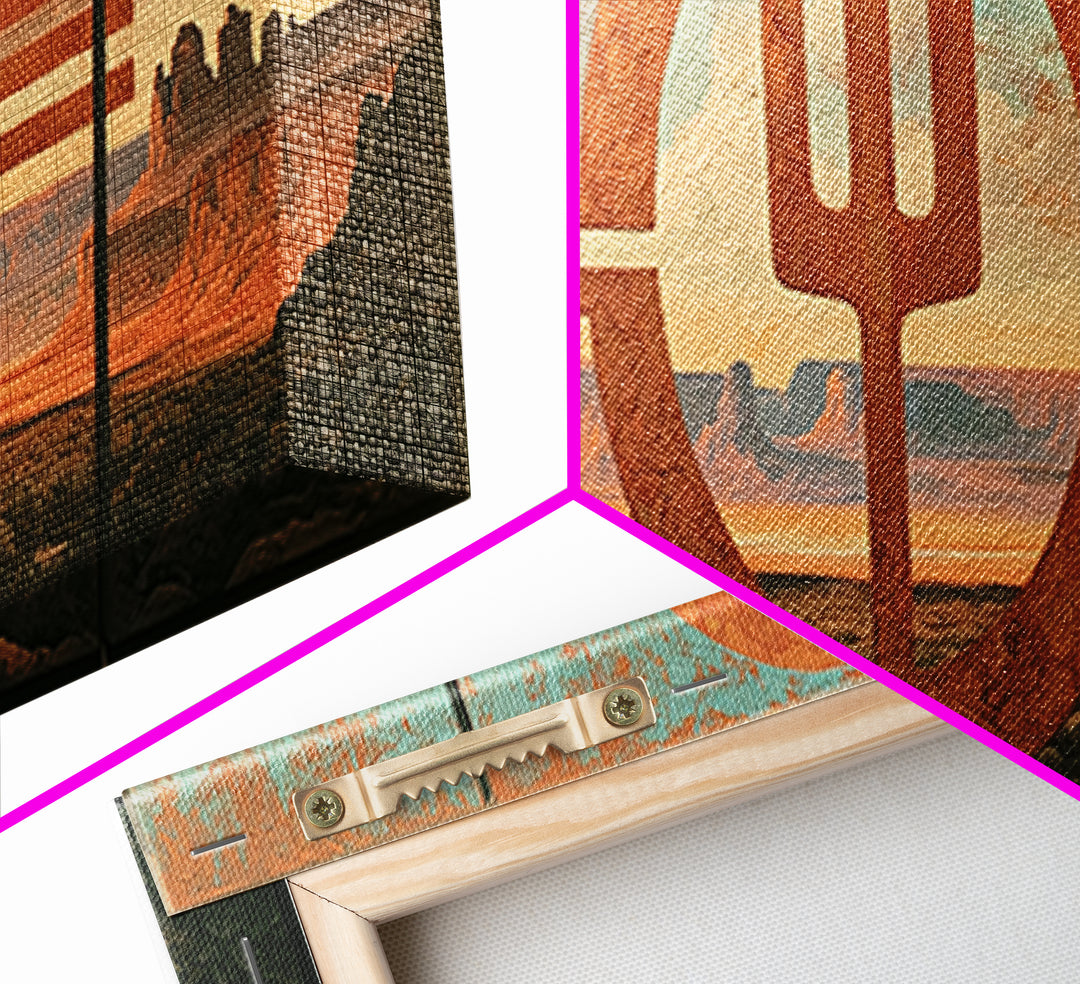Ancient Desert Petroglyph Design Framed Canvas Print, Desert Art, Nature Wall Art, Southwestern Decor, Fine Art, Desert, DES-3x1-37
