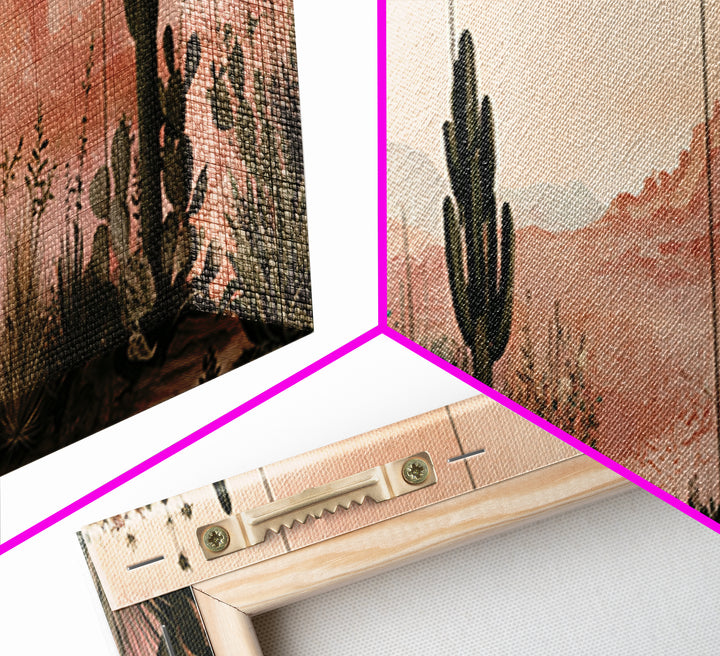 Cactus Botanical Plate Canvas Print, Desert Art, Minimalist Decor, Southwestern Decor, Fine Art, Desert, Boho, Original Art, DES-3x1-48