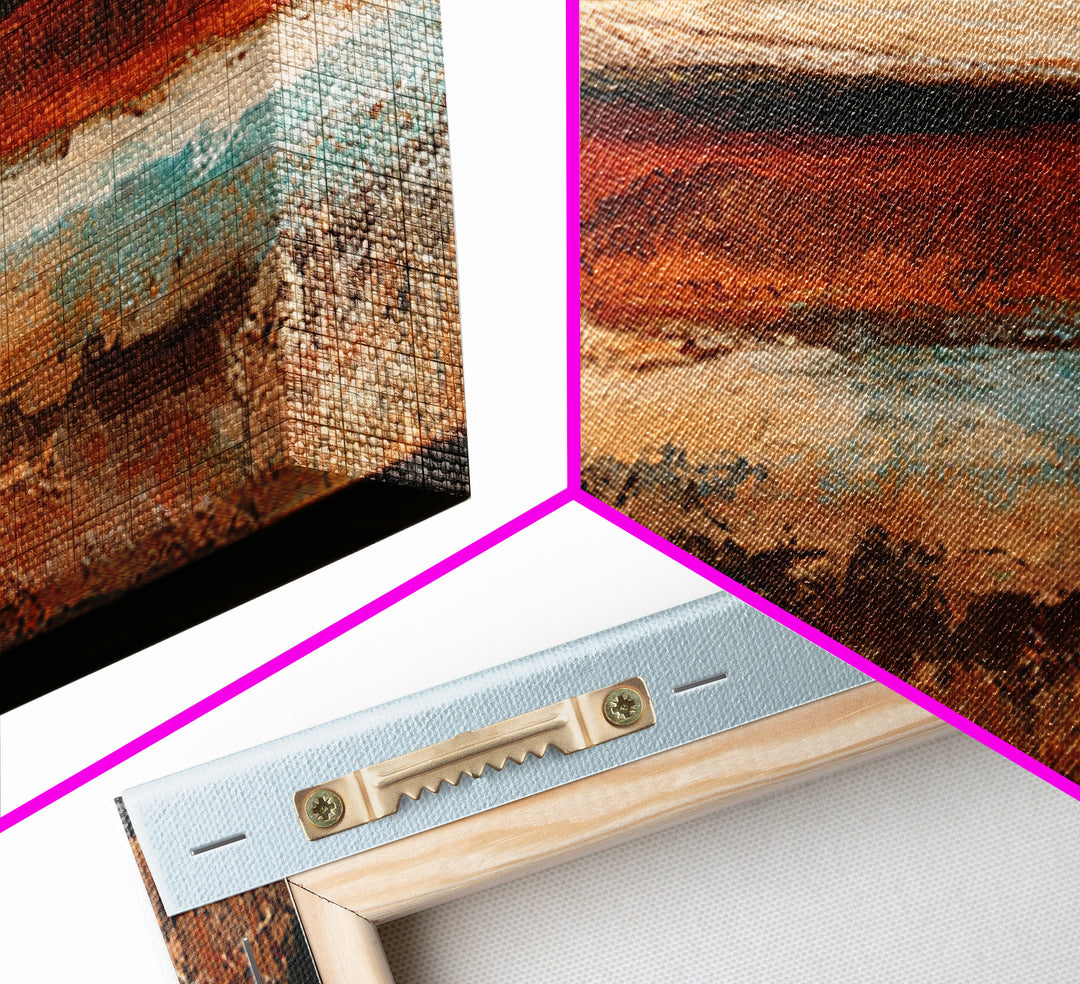 Abstract Heatwave Horizon Framed Canvas Print, Desert Art, Fine Art Print, Southwestern Decor, Oil Painting, Desert, DES-3x1-53