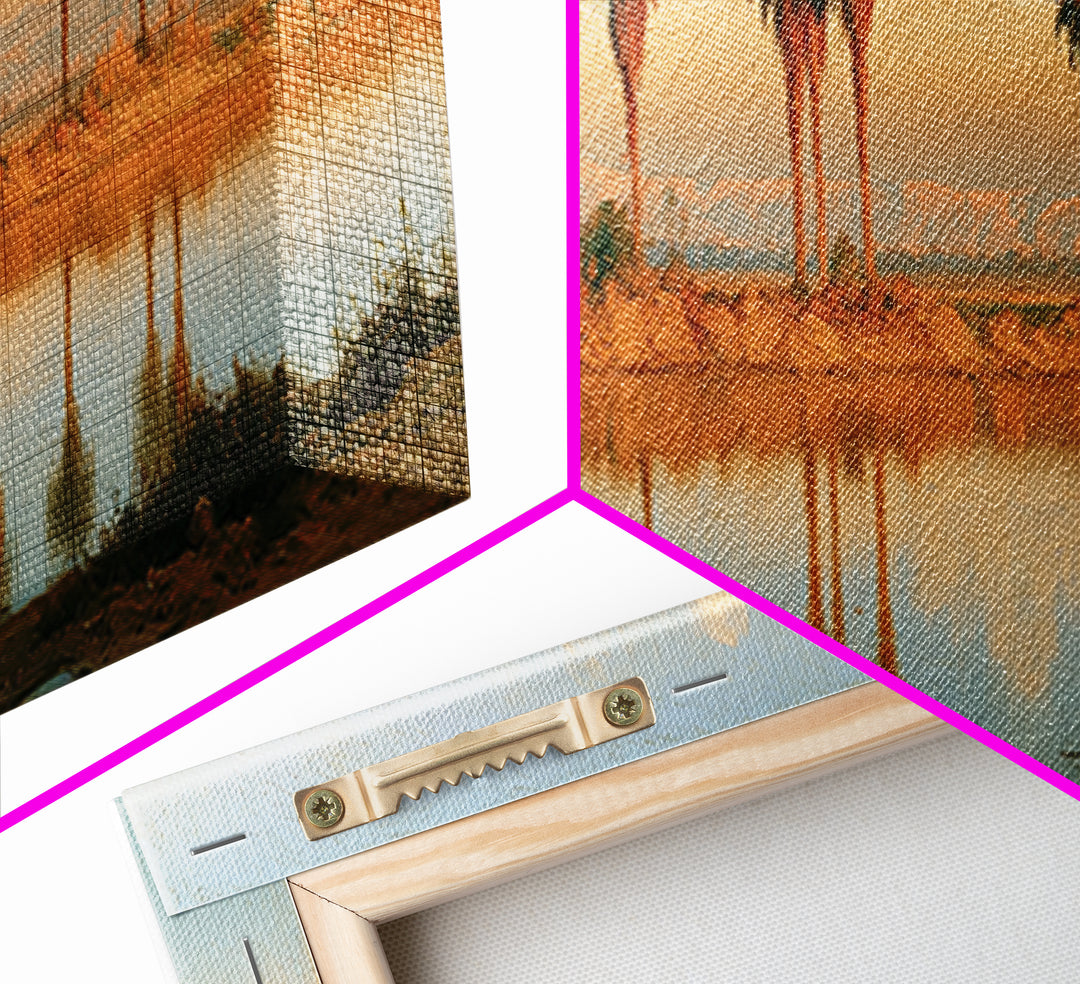 Palm Oasis Reflected Framed Canvas Print, Desert Art, Wall Art Prints, Southwestern Decor, Oil Painting, Desert, Boho Decor, DES-3x1-55