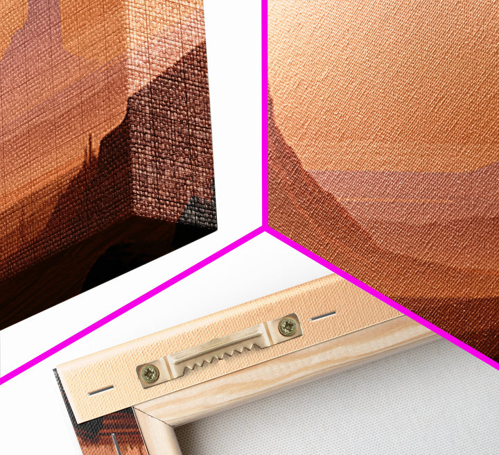 Monument Valley Silhouette Framed Canvas Print, Desert Art, Textured Painting, Southwestern Decor, Oil Painting, Desert, DES-3x1-73