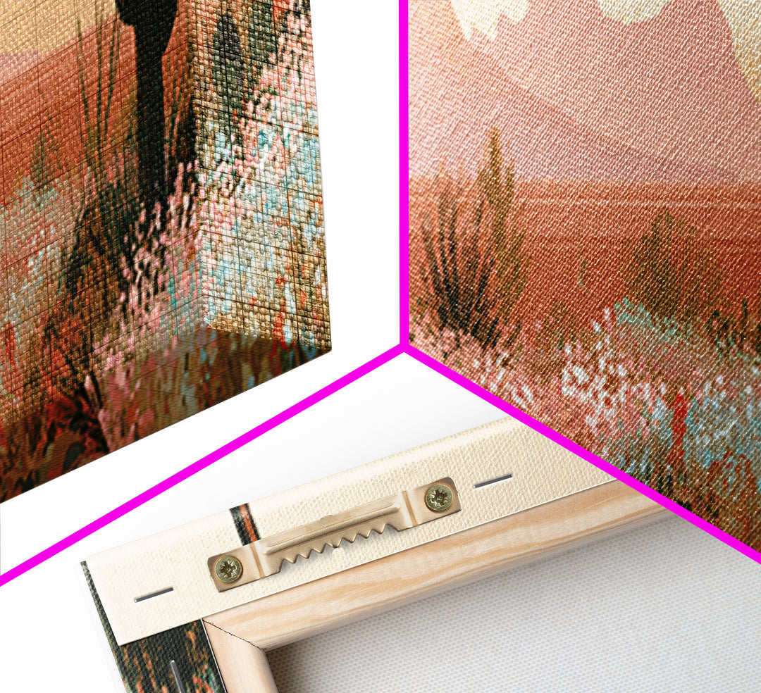 Desert Wildflowers After Spring Rain Canvas Print, Desert Art, Oil Painting, Southwestern Decor, Desert, Bedroom Wall Art, DES-3x1-92