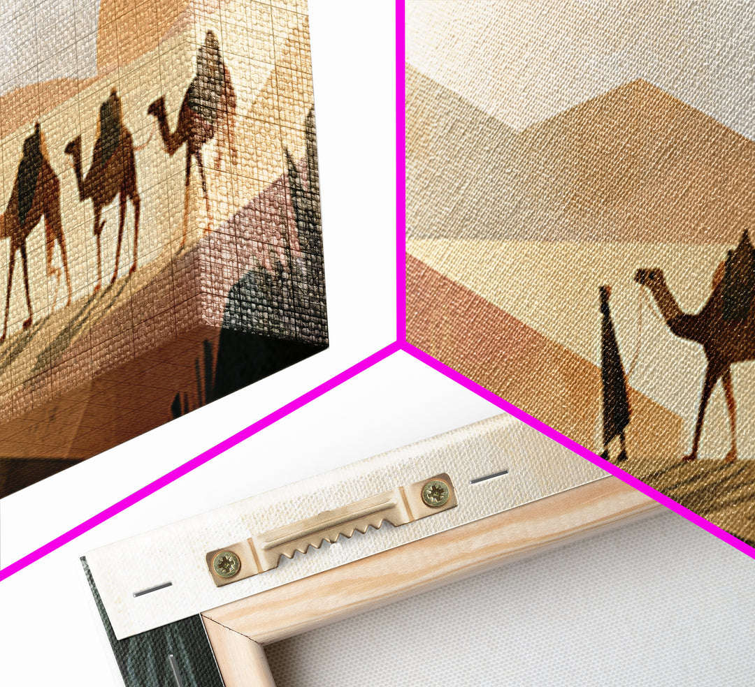 Camel Caravan Crossing Golden Dunes Canvas Print, Desert Art, Watercolor Painting, Southwestern Decor, Fine Art, Desert, DES-3x1-95
