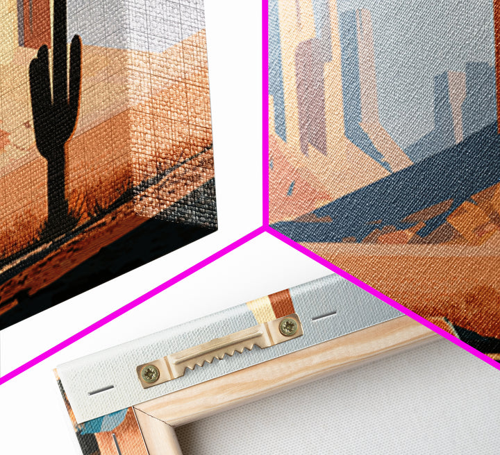 Terracotta and Cream Geometric Landscape Canvas Print, Desert Art, Western Decor, Southwestern Decor, Fine Art, Desert, DES-3x2-22