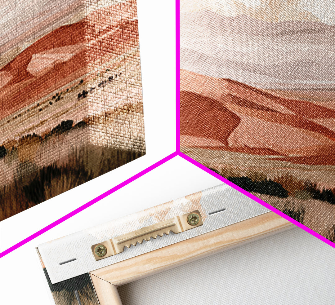 Saharan Dunes with Tiny Caravan Silhouettes Canvas Print, Desert Art, Digital Download Art, Southwestern Decor, Oil Painting, DES-3x2-30