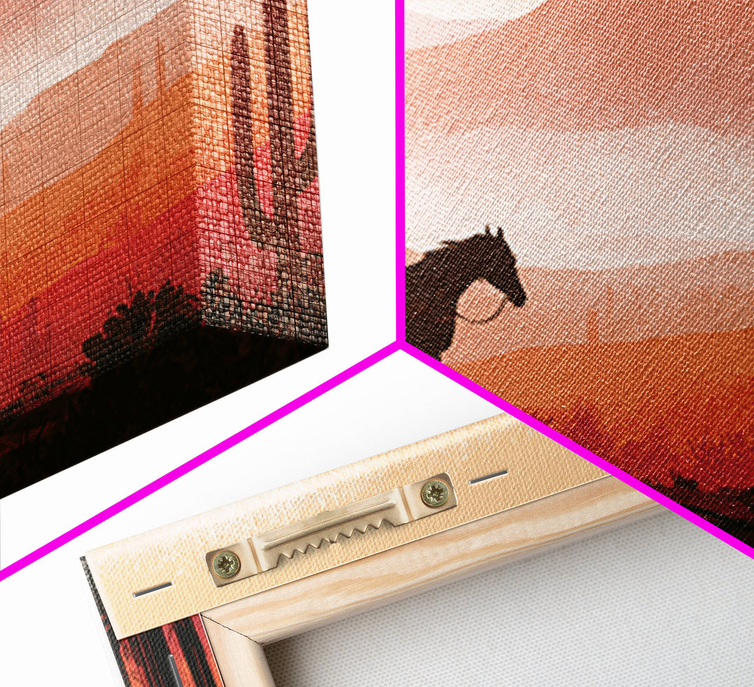 Dusty Horseback Rider at Sunset Canvas Print, Desert Art, Printable Wall Art, Southwestern Decor, Oil Painting, Desert, DES-3x2-51