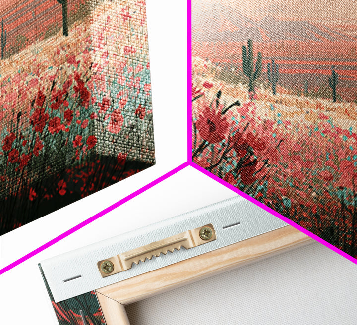 Desert Wildflowers After Spring Rain Framed Canvas Print, Desert Art, Original Art, Southwestern Decor, Fine Art, Desert, DES-3x2-80