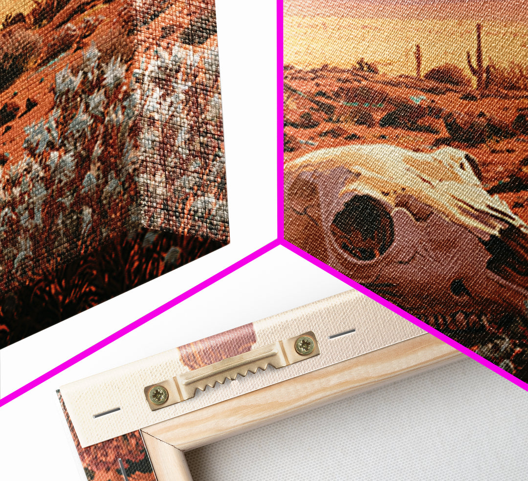 Sun Bleached Skull and Desert Flowers Canvas Print, Desert Art, Printable Art, Southwestern Decor, Oil Painting, Desert, DES-3x2-88