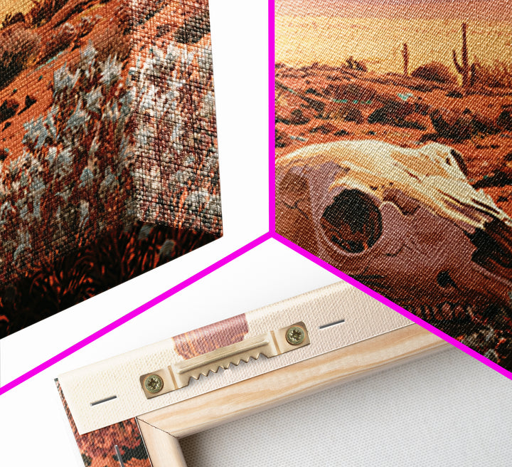 Sun Bleached Skull and Desert Flowers Canvas Print, Desert Art, Printable Art, Southwestern Decor, Oil Painting, Desert, DES-3x2-88