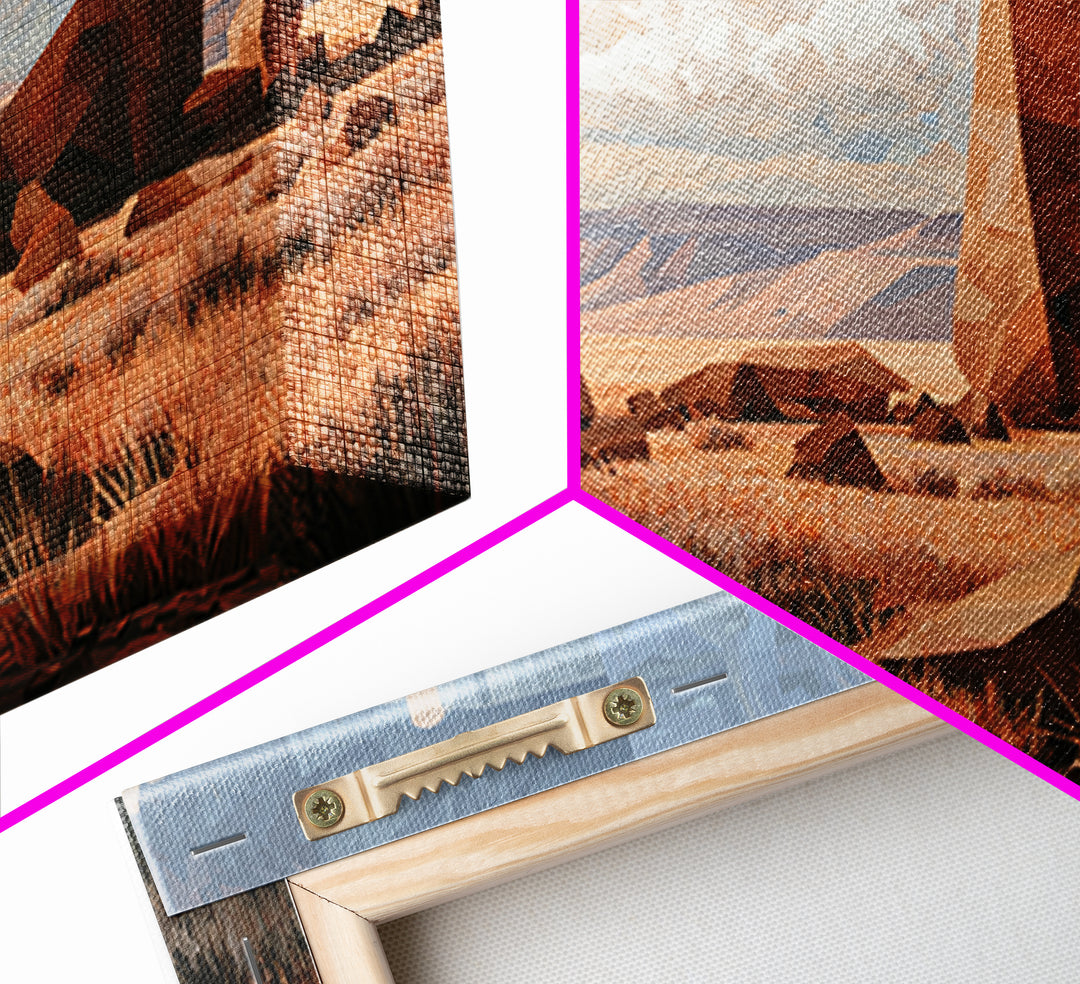 Terracotta and Cream Geometric Landscape Canvas Print, Desert Art, Neutral Decor, Southwestern Decor, Fine Art, Desert, DES-3x2-94