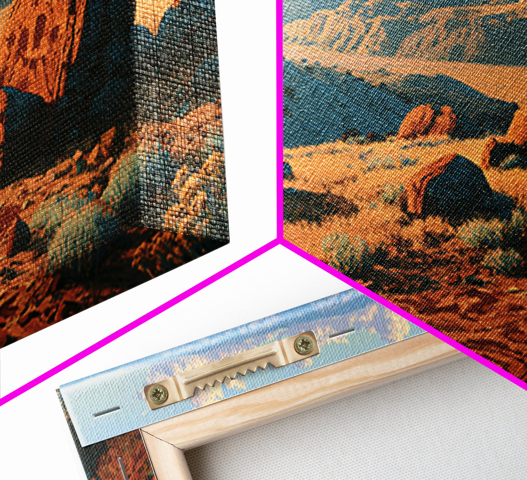 Ancient Desert Petroglyph Design Framed Canvas Print, Desert Art, Room Decor, Southwestern Decor, Desert, Abstract Wall Art, DES-3x2-97