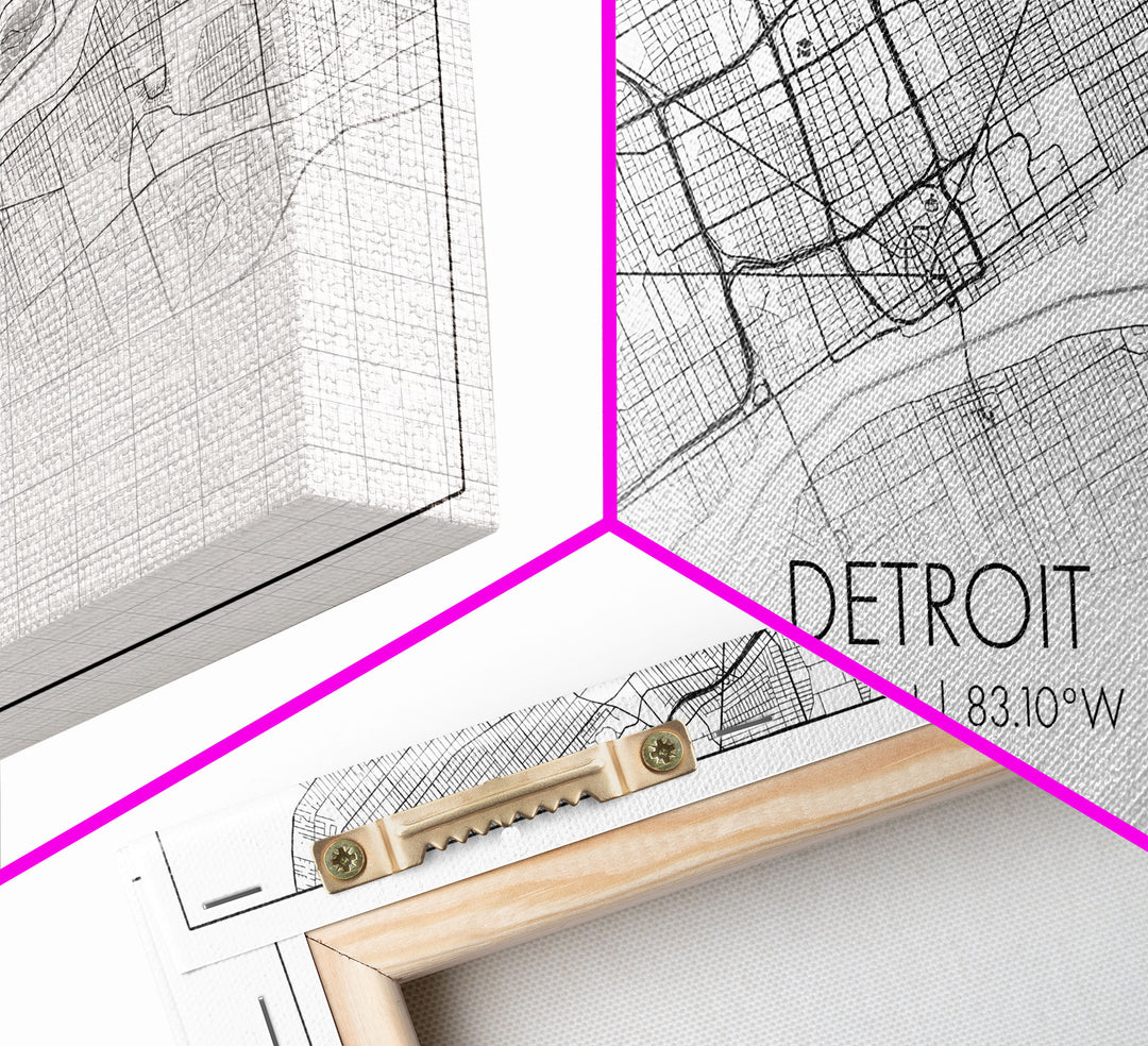 Detroit Street Map, Michigan Map, Map Print, Minimalist Art, Wall Art, Canvas Art, Office, Apartment Décor, Poker Room Décor, Fun Wall Art