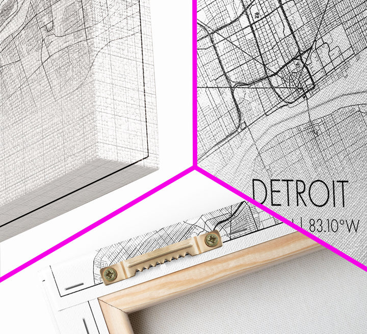 Detroit Street Map, Michigan Map, Map Print, Minimalist Art, Wall Art, Canvas Art, Office, Apartment Décor, Poker Room Décor, Fun Wall Art