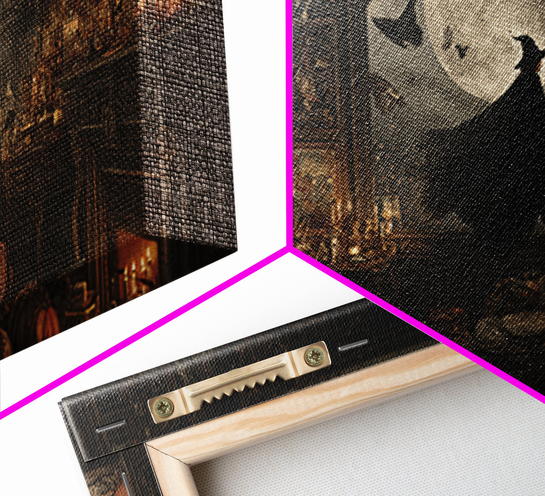 The Moonlit Witch, Wide Panoramic Art, Haunted Gothic Art, Framed Canvas Print, Halloween Wall Decor, Gothic Home Decor, Halloween Wall Art