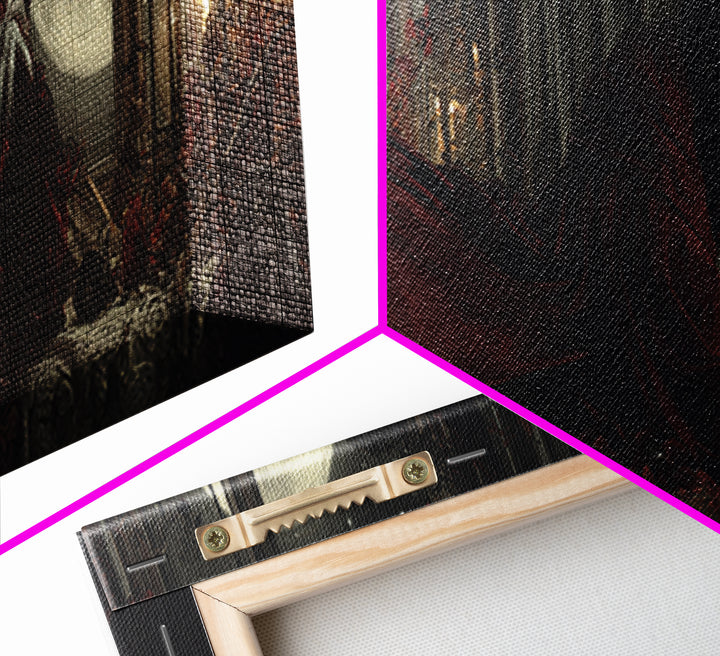 The Crimson Vampire, Extra Wide Wall Art, Dark Fantasy Wall Art, Canvas Print, Halloween Wall Decor, Gothic Home Decor, Spooky Wall Decor