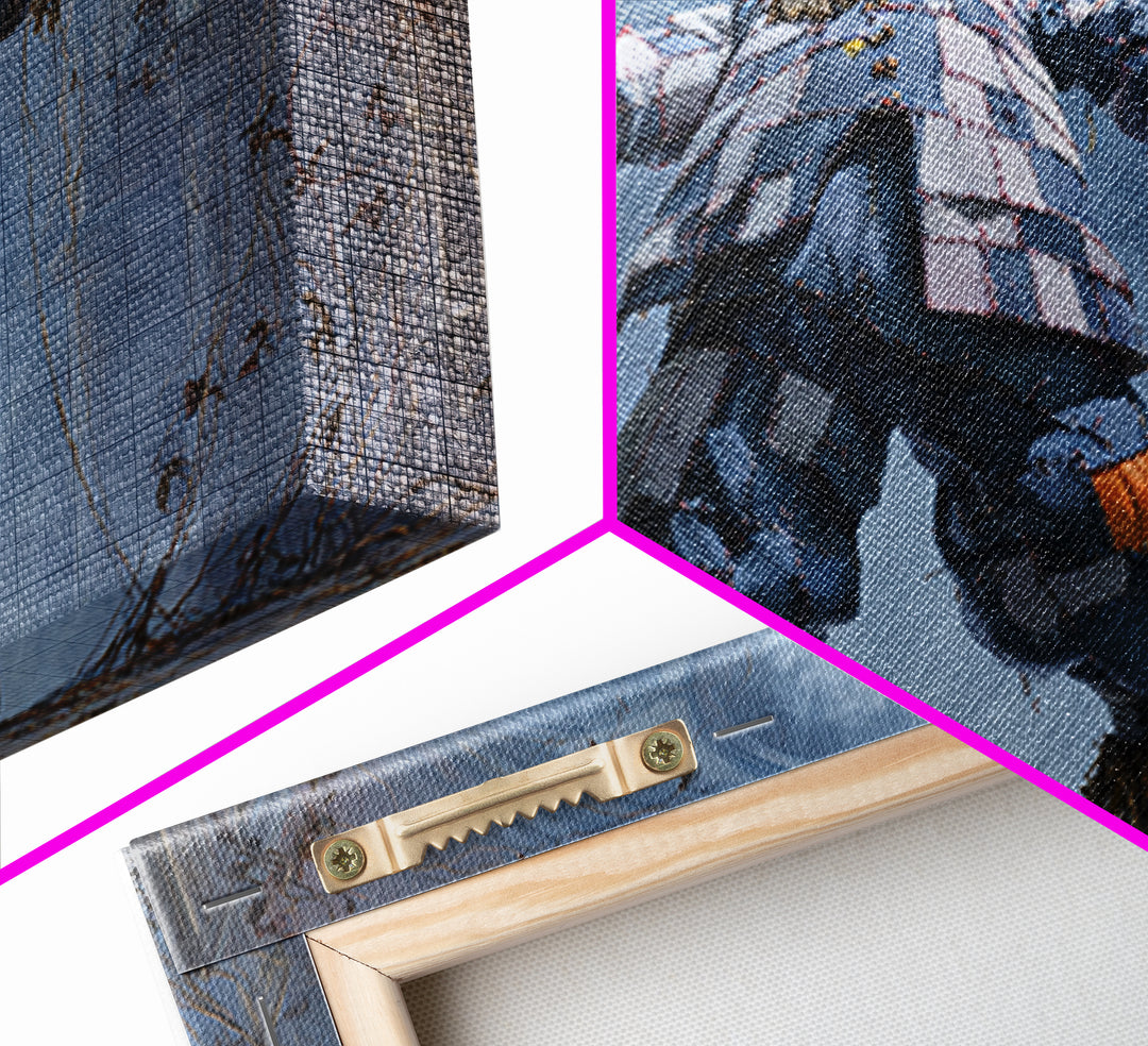 The Stitched Giant, Landscape Wall Art, Gothic Horror Wall Art, Framed Canvas Print, Halloween Wall Decor, Gothic Home Decor