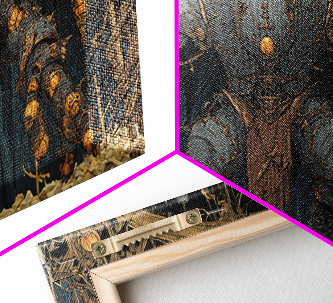 The Stitched Giant, Wide Panoramic Art, Haunted Gothic Art, Framed Canvas Print, Halloween Wall Decor, Gothic Home Decor, Dark Fantasy Art