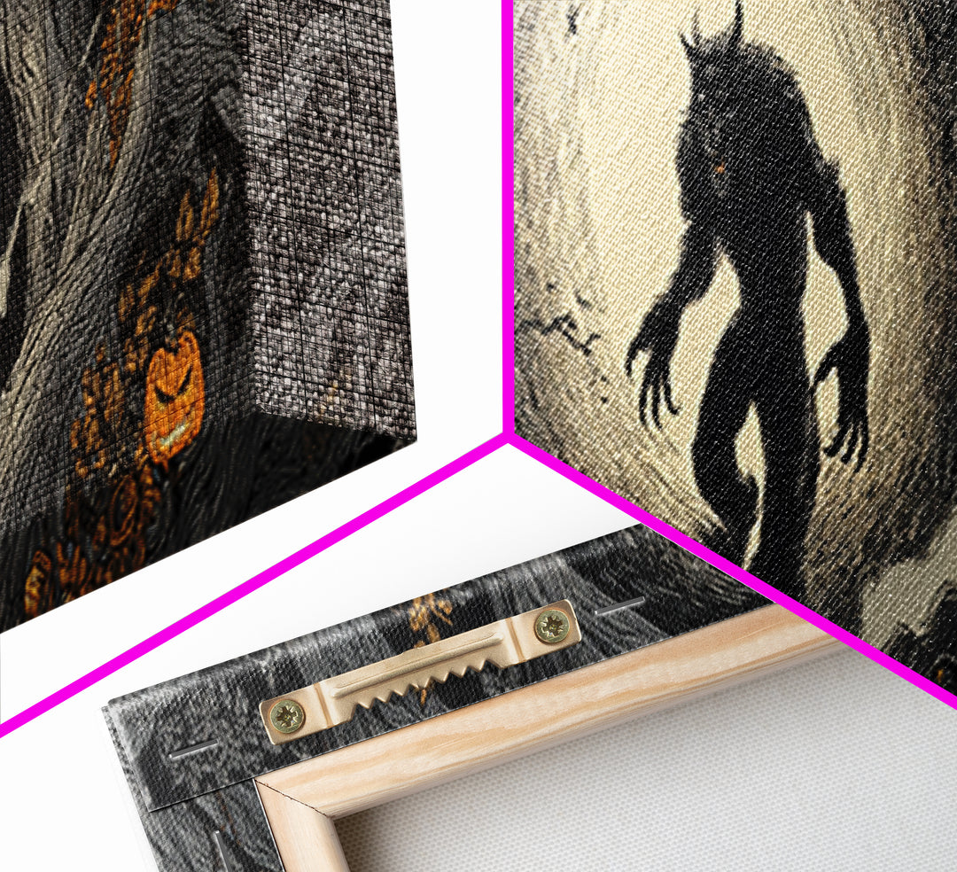 The Moon-Cursed Werewolf, Extra Wide Wall Art, Spooky Home Decor, Canvas Print, Halloween Wall Decor, Gothic Home Decor, Horror Wall Art