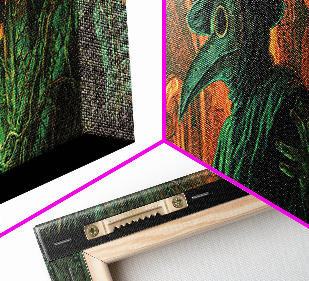 The Plague Doctor, Extra Wide Wall Art, Haunted Gothic Art, Framed Canvas Print, Halloween Wall Decor, Gothic Home Decor, Spooky Wall Decor
