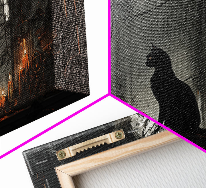 The Black Cat Familiar, Landscape Wall Art, Spooky Home Decor, Canvas Print, Halloween Wall Decor, Gothic Home Decor, Collectible Wall Decor