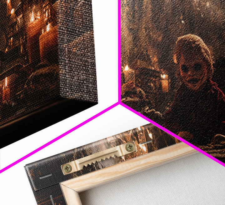 The Masked Candy Collector, Wide Panoramic Art, Dark Fantasy Wall Art, Canvas Print, Halloween Wall Decor, Gothic Home Decor