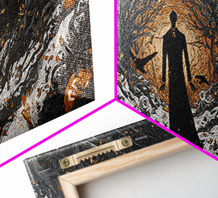 The Shadow Person, Wide Panoramic Art, Dark Halloween Decor, Canvas Print, Halloween Wall Decor, Gothic Home Decor, Collectible Wall Decor