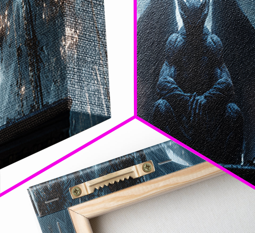 The Gargoyle Sentinel, Extra Wide Wall Art, Macabre Wall Art, Framed Canvas Print, Halloween Wall Decor, Gothic Home Decor, Halloween Decor