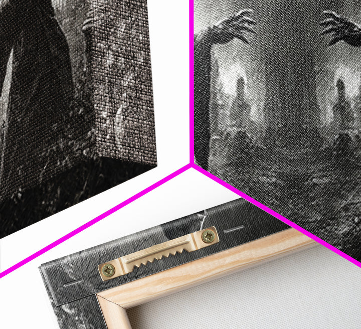 The Mirror Spirit, Wide Panoramic Art, Spooky Home Decor, Canvas Print, Halloween Wall Decor, Gothic Home Decor, Collectible Wall Decor