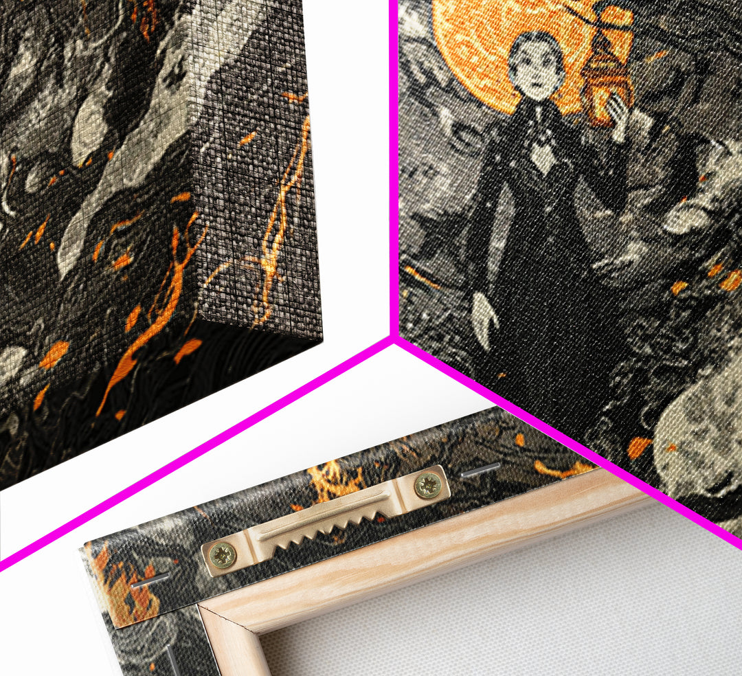 The Lantern Specter, Landscape Wall Art, Dark Fantasy Wall Art, Canvas Print, Halloween Wall Decor, Gothic Home Decor, Macabre Wall Art