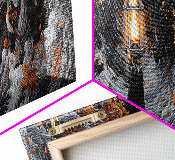 The Lantern Specter, Extra Wide Wall Art, Gothic Horror Wall Art, Framed Canvas Print, Halloween Wall Decor, Gothic Home Decor