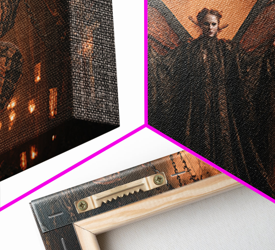 The Velvet Moth Witch, Landscape Wall Art, Spooky Home Decor, Canvas Print, Halloween Wall Decor, Gothic Home Decor, Halloween Wall Art