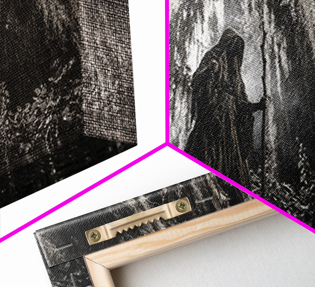 The Swamp Witch, Wide Panoramic Art, Gothic Horror Wall Art, Framed Canvas Print, Halloween Wall Decor, Gothic Home Decor