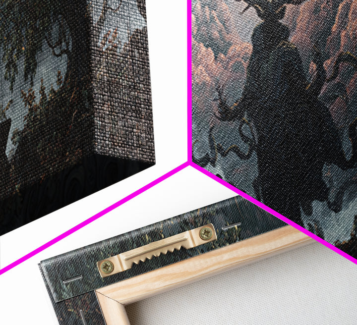 The Antlered Forest Spirit, Extra Wide Wall Art, Dark Fantasy Wall Art, Canvas Print, Halloween Wall Decor, Gothic Home Decor