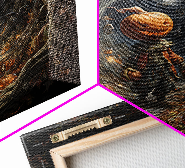 The Pumpkin Patch Goblin, Square Wall Art, Haunted Gothic Art, Framed Canvas Print, Halloween Wall Decor, Gothic Home Decor