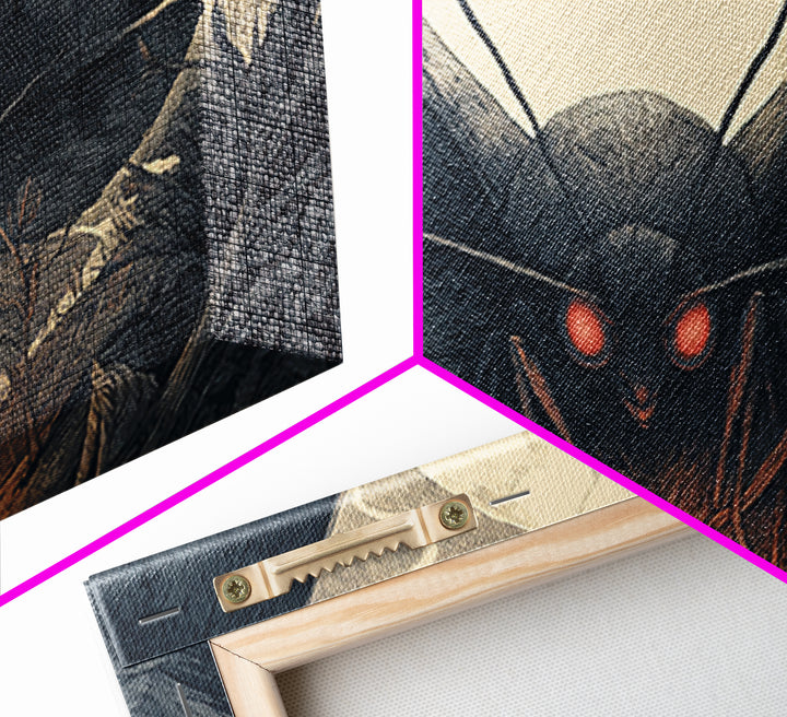 The Red-Eyed Moth Creature, Wide Panoramic Art, Spooky Home Decor, Canvas Print, Halloween Wall Decor, Gothic Home Decor, Macabre Wall Art
