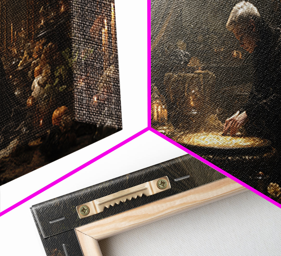 The Cave Oracle, Wide Panoramic Art, Haunted Gothic Art, Framed Canvas Print, Halloween Wall Decor, Gothic Home Decor