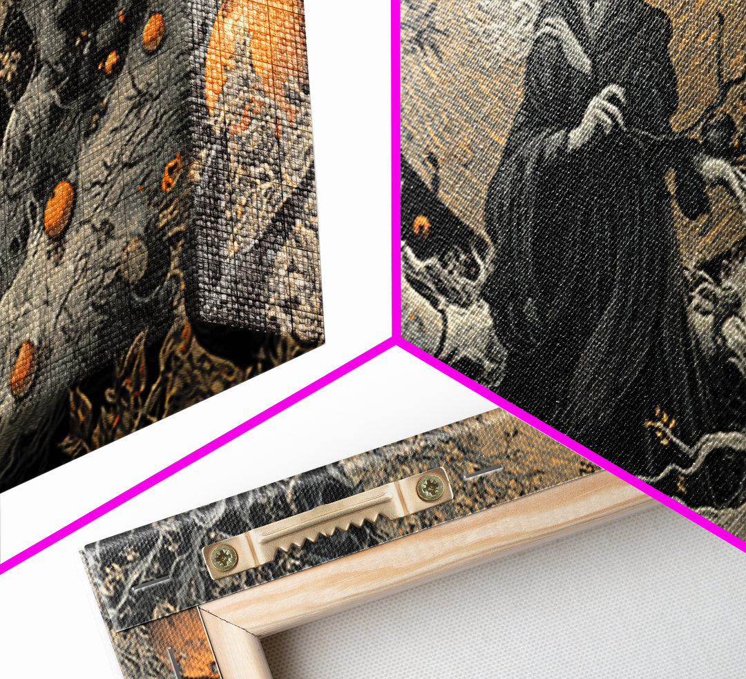 The Orchard Hag, Wide Panoramic Art, Gothic Horror Wall Art, Framed Canvas Print, Halloween Wall Decor, Gothic Home Decor