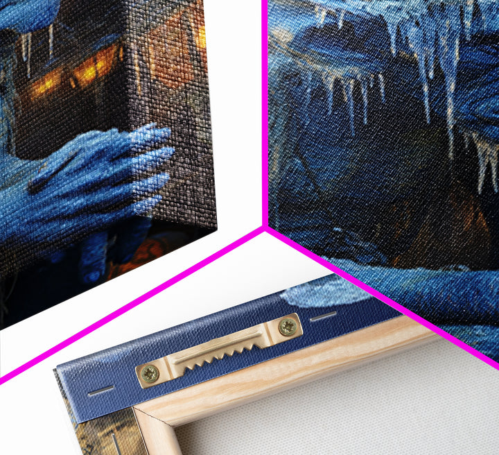 The Frost Goblin, Vertical Wall Art, Gothic Horror Wall Art, Framed Canvas Print, Halloween Wall Decor, Gothic Home Decor