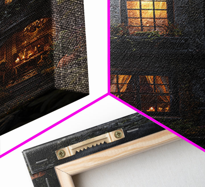 The Haunted Manor, Vertical Wall Art, Haunted Gothic Art, Framed Canvas Print, Halloween Wall Decor, Gothic Home Decor, Statement Wall Art