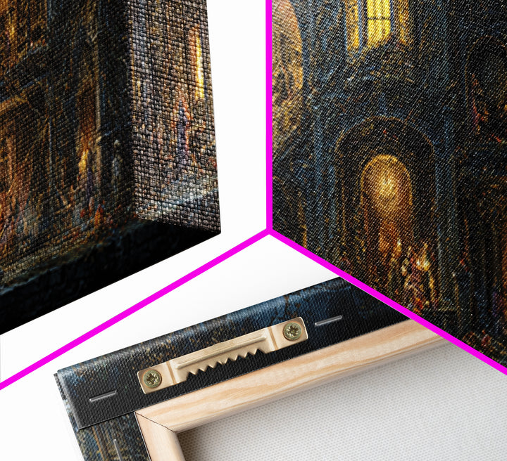 The Haunted Manor, Extra Wide Wall Art, Gothic Horror Wall Art, Framed Canvas Print, Halloween Wall Decor, Gothic Home Decor