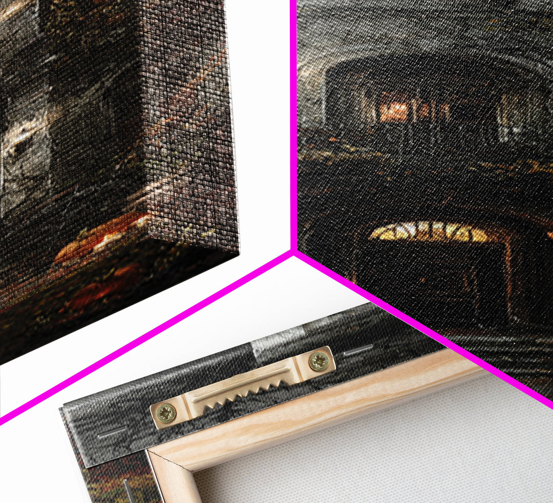 The Haunted Manor, Tall Narrow Wall Art, Gothic Horror Wall Art, Framed Canvas Print, Halloween Wall Decor, Gothic Home Decor