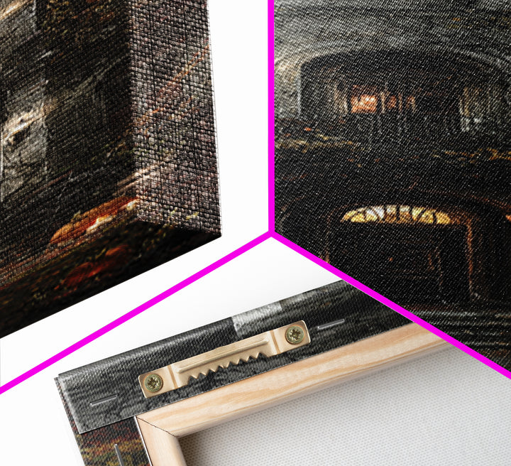The Haunted Manor, Tall Narrow Wall Art, Gothic Horror Wall Art, Framed Canvas Print, Halloween Wall Decor, Gothic Home Decor