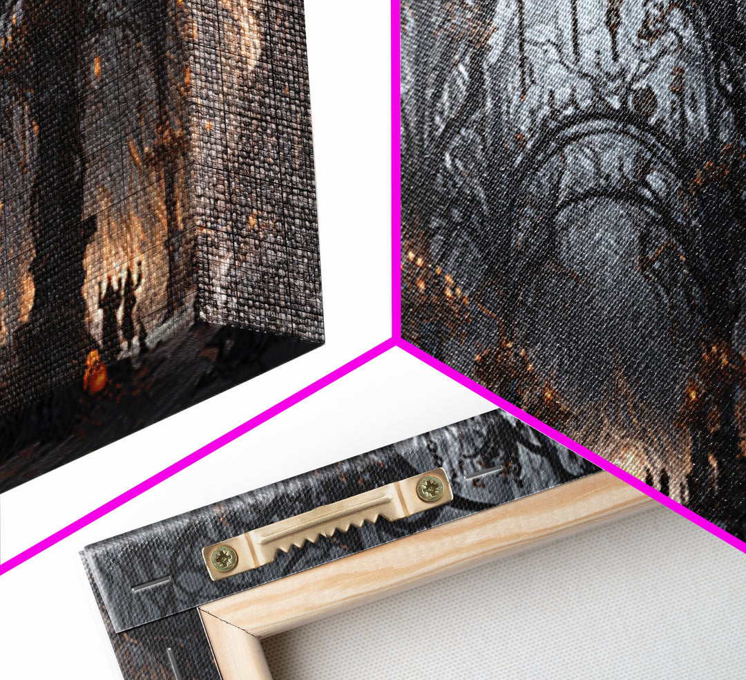 The Witch'S Forest, Wide Panoramic Art, Gothic Horror Wall Art, Framed Canvas Print, Halloween Wall Decor, Gothic Home Decor