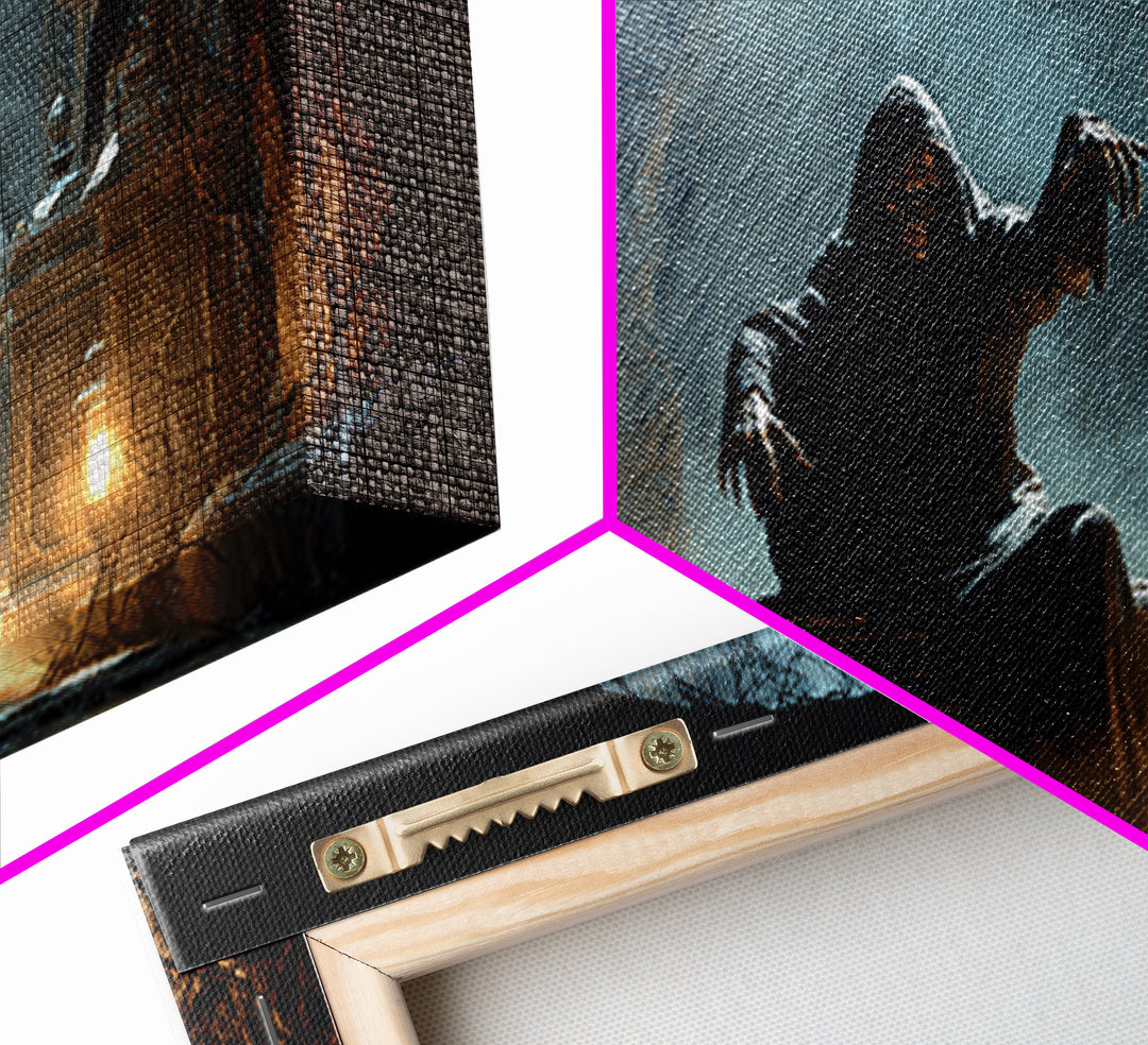 The Forgotten Crypt, Wide Panoramic Art, Gothic Horror Wall Art, Framed Canvas Print, Halloween Wall Decor, Gothic Home Decor